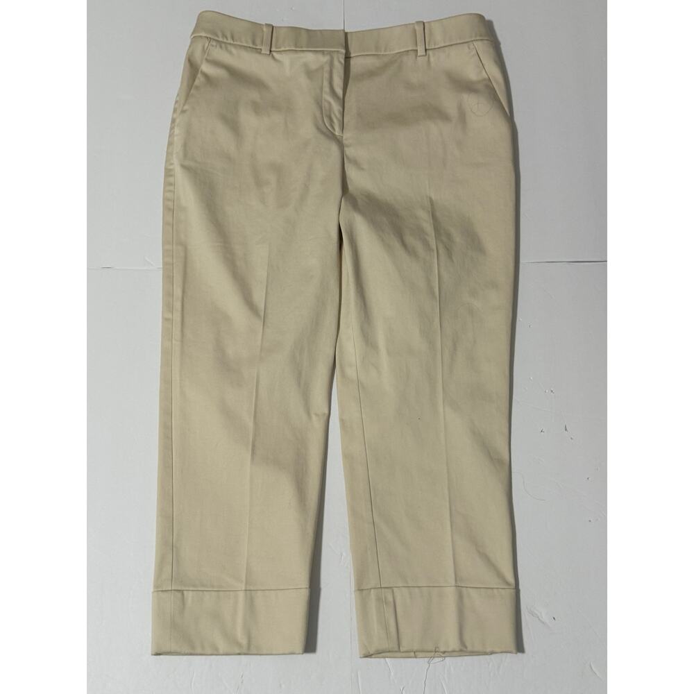 Chico's Secret Stretch Straight Leg Cuffed Crop Pants, Natural Cream, Size 1.5
